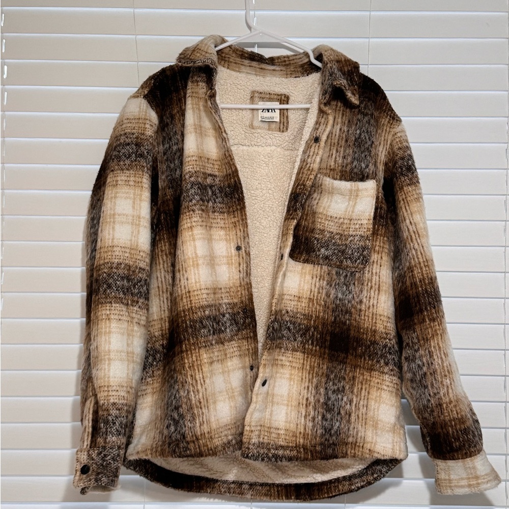 Zara Man Beige Sherpa Jacket Size M